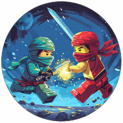 Jedlý papír Ninjago ve vesmíru modré pozadí 19,5 cm