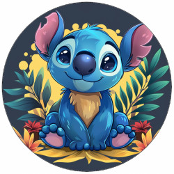 Jedlý papír Stitch s květinami v pozadí 19,5 cm