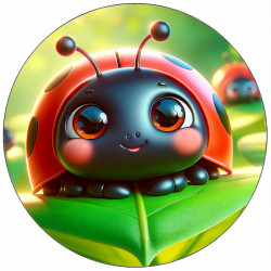 Jedlý papír roztomilá beruška na listu 19,5 cm