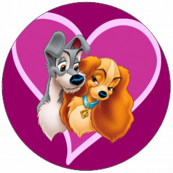 Jedlý papír Lady a tramp srdce 19,5 cm