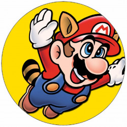 Jedlý papír Super Mario letící žlutý podklad 19,5 cm