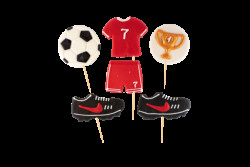 Cukrová figurka fotbal zápich do dortu červená