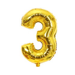 Fóliový balónek číslo tři zlatý 102cm - Cakesicq