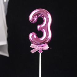 Zápich do dortu růžový číslo 3 - Cakesicq