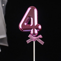 Zápich do dortu růžový číslo 4 - Cakesicq