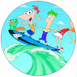 Jedlý papír Phineas a Ferb na surfu 19,5 cm