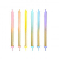 Svíčky zlato duhové 6ks 12,5cm - Party Pal
