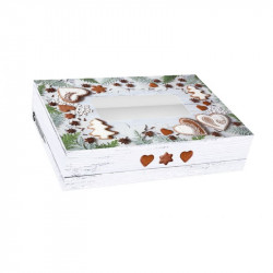 Krabička na cukroví skládací s okénkem vánoční perníčky 22x15x5cm - Alvarak