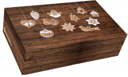 Krabička na cukroví dekor dřeva s perníčky 25x15x7cm - Alvarak