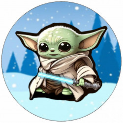 Jedlý papír Mandalorian Baby Yoda v zimě 19,5 cm