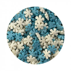 Cukrové zdobení bílo-modré sněhové vločky 1kg - I LOVE CAKES