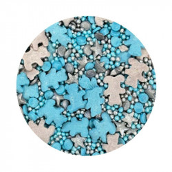 Cukrové zdobení modro-stříbrní medvídci 1kg - I LOVE CAKES