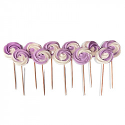 Cukrová lízátka bílo fialová 12ks - I LOVE CAKES