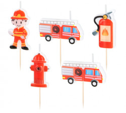 Sada narozeninových svíček 5 ks hasiči - Party Pal
