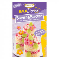 Květy a listy z bílé čokolády 24ks - Gunthart
