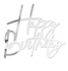 Zápich Happy Birthday stříbrný 12,5x12cm - Party Pal