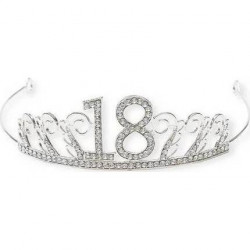 Nejedlá dekorace kovová Koruna stříbrná s číslem 18