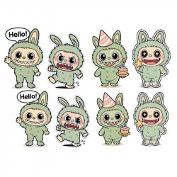 Jedlý papír k vystříhnutí Labubu zelený - Pictu Hap