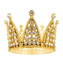 Zlatá korunka se stříbrnými krystaly 7 cm - Party Pal