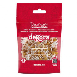 Cukrové zdobení hvězdy a sněhové vločky - bílozlaté 100g - Dekora