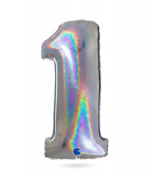 Nafukovací balónek číslo 1 hologram102 cm - Grabo