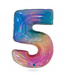Nafukovací balónek číslo 5 duhový 102 cm - Grabo