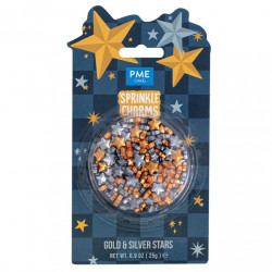 Cukrové zdobení zlaté a stříbrné hvězdičky 25g - PME