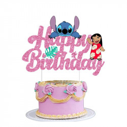 Zápich na dort Happy birthday, stitch - Cakesicq